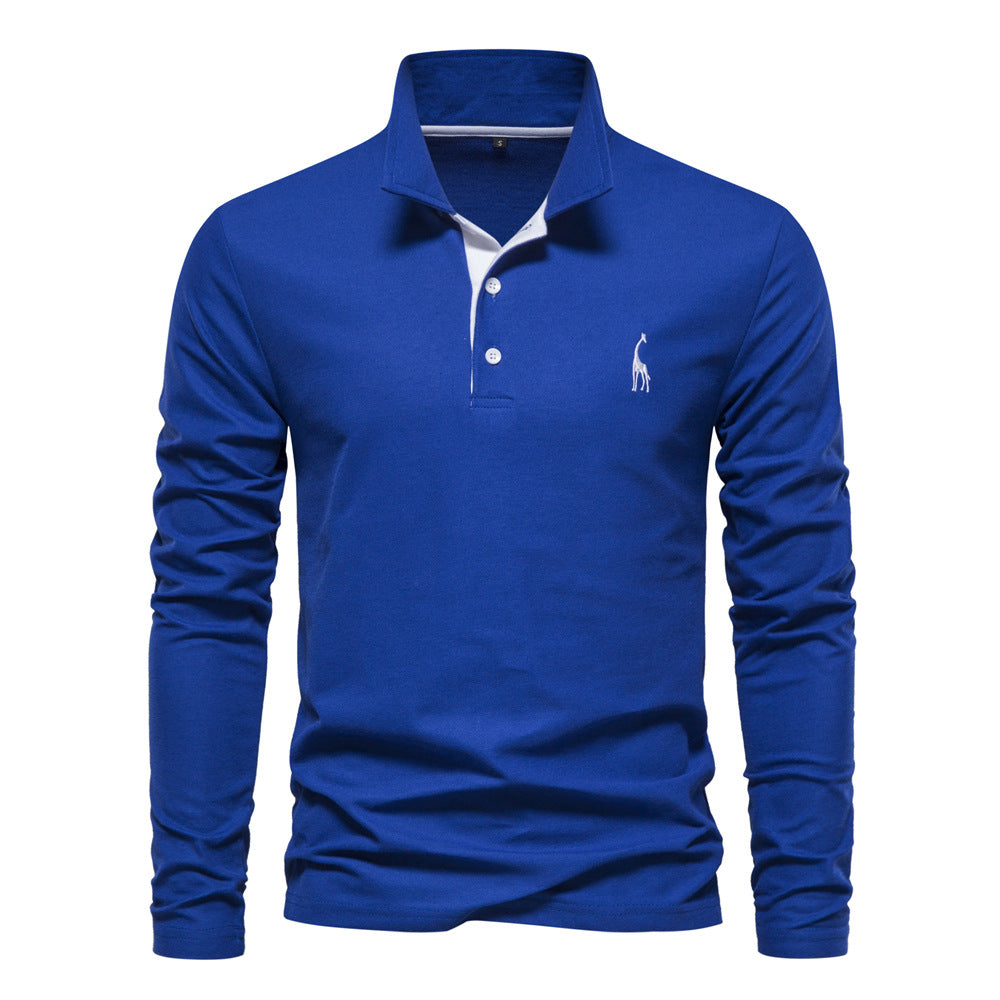 Spring New Lapel Men's Cotton Embroidered POLO Shirt