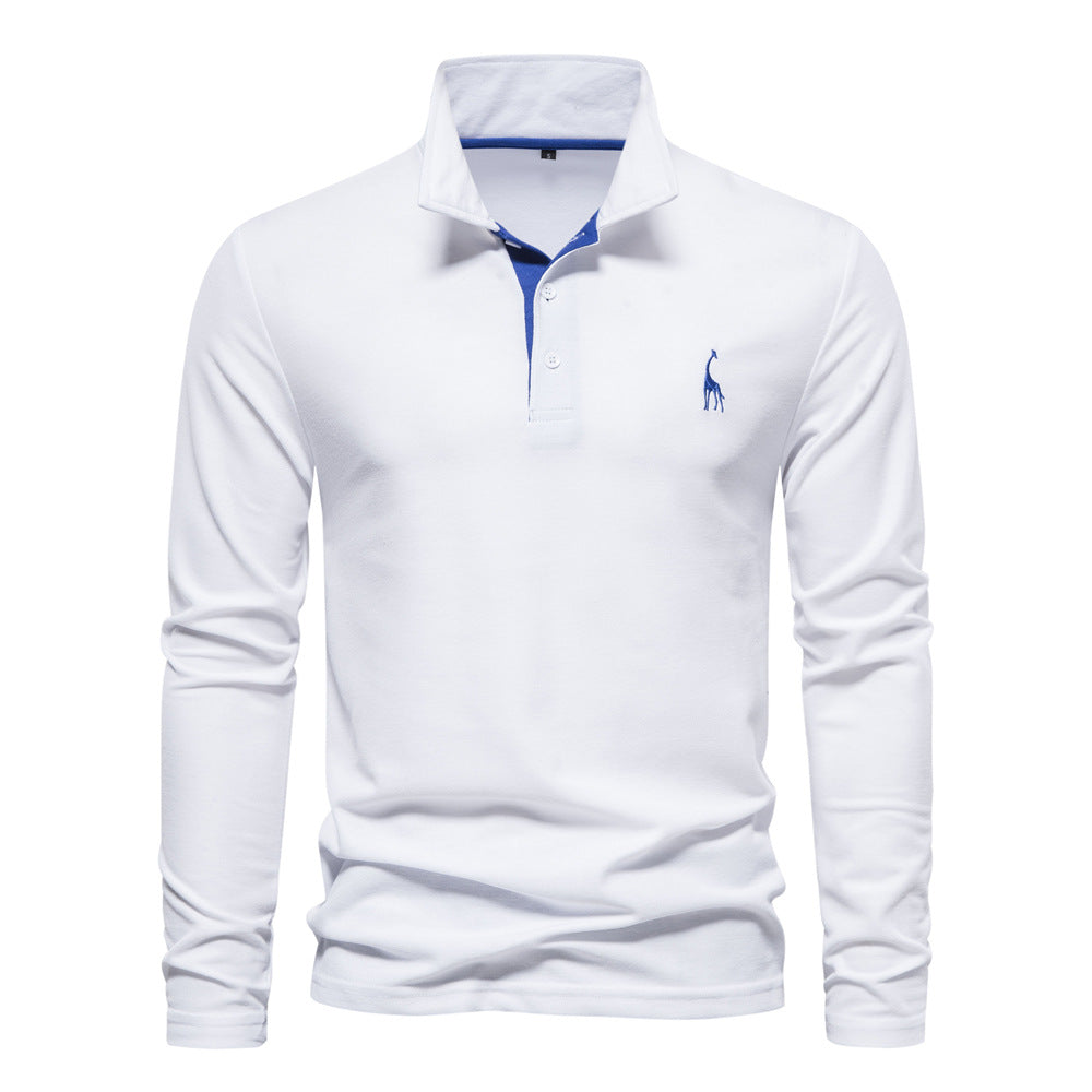 Spring New Lapel Men's Cotton Embroidered POLO Shirt