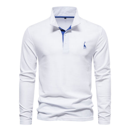 Spring New Lapel Men's Cotton Embroidered POLO Shirt