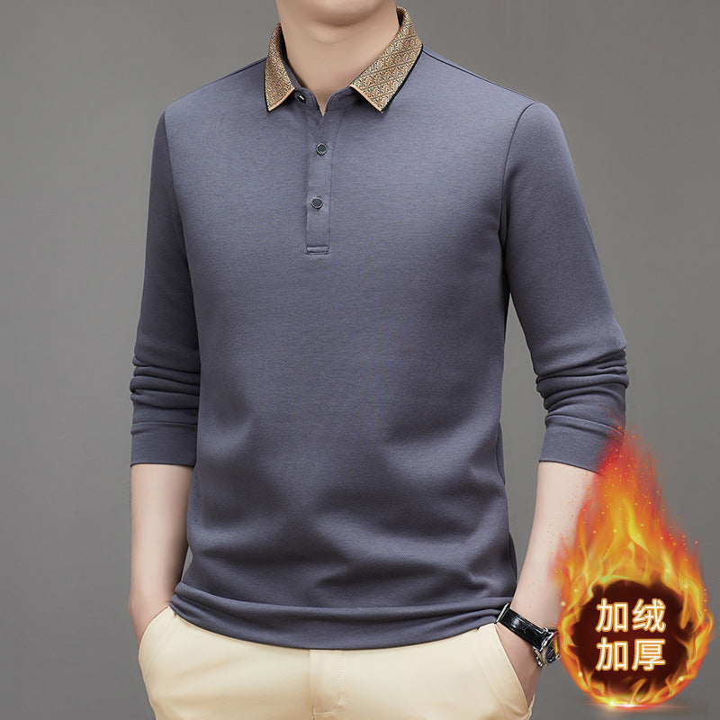 Men's Velvet Thickened Business Lapel POLO Shirt