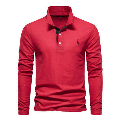 Spring New Lapel Men's Cotton Embroidered POLO Shirt