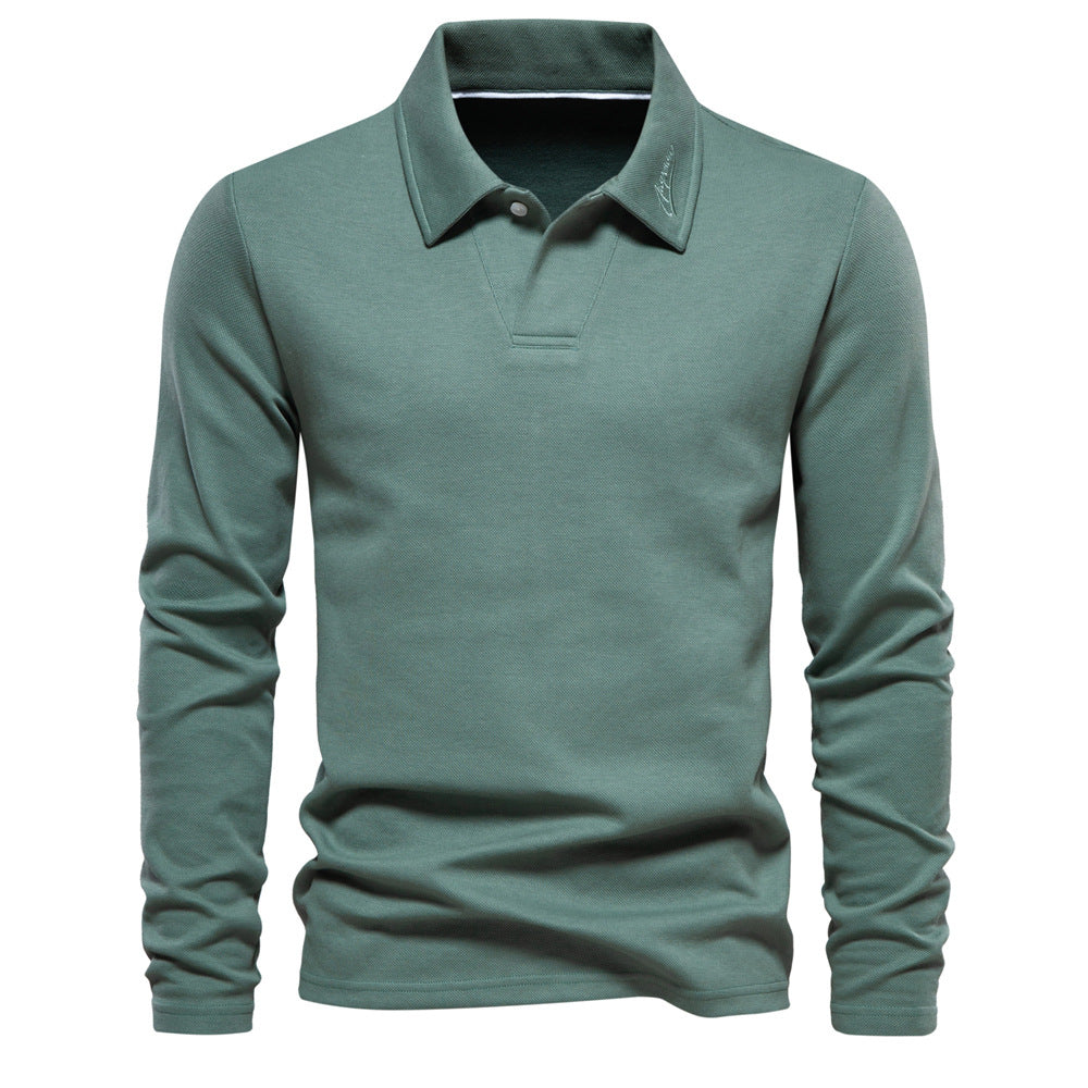 Men's Casual Solid Color Lapel Versatile Polo Shirt