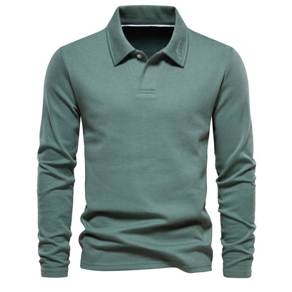 Men's Casual Solid Color Lapel Versatile Polo Shirt