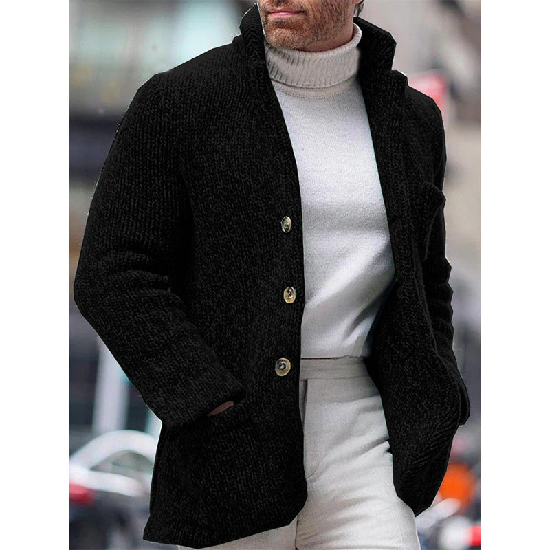 Men's Knitted Stand Collar Casual Jacket