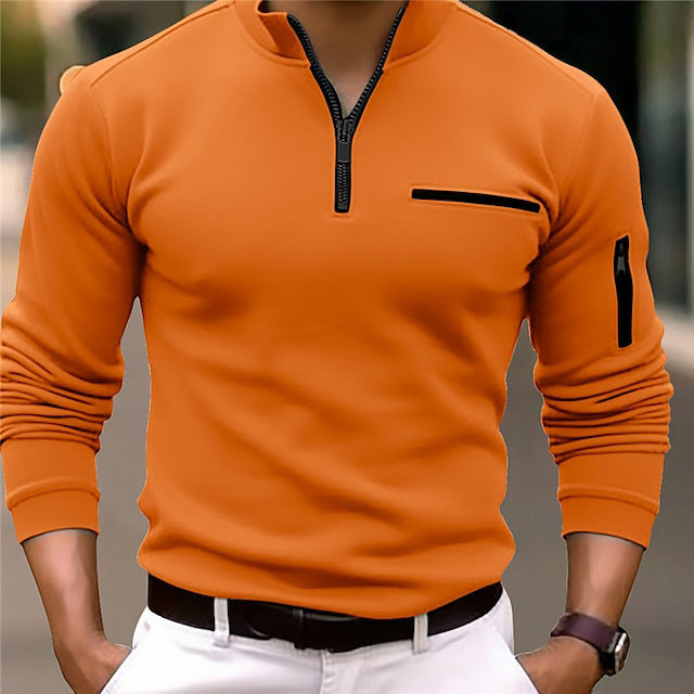 Men's Athletic Arm Zip POLO Shirt