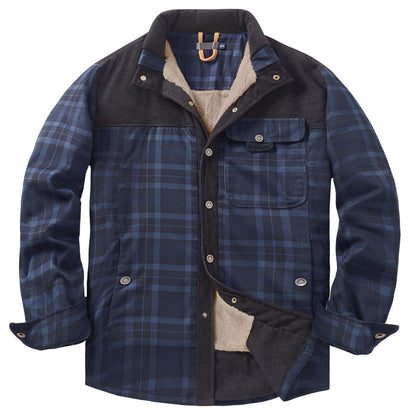 Winter Warm Cotton Plus Fleece Large Size Plaid Shirt
