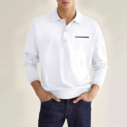 Men's Long Sleeve Pocket Casual Polo Shirt