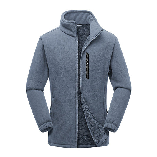 Men's Polar Fleece Outdoor Thickened Large Size Warm Double-faced Fleece Jacket