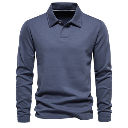 Men's Casual Solid Color Lapel Versatile Polo Shirt