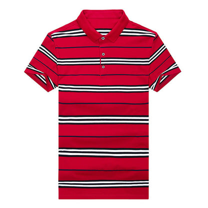 Men's Business Casual Striped Lapel Short Sleeve POLO Shirt