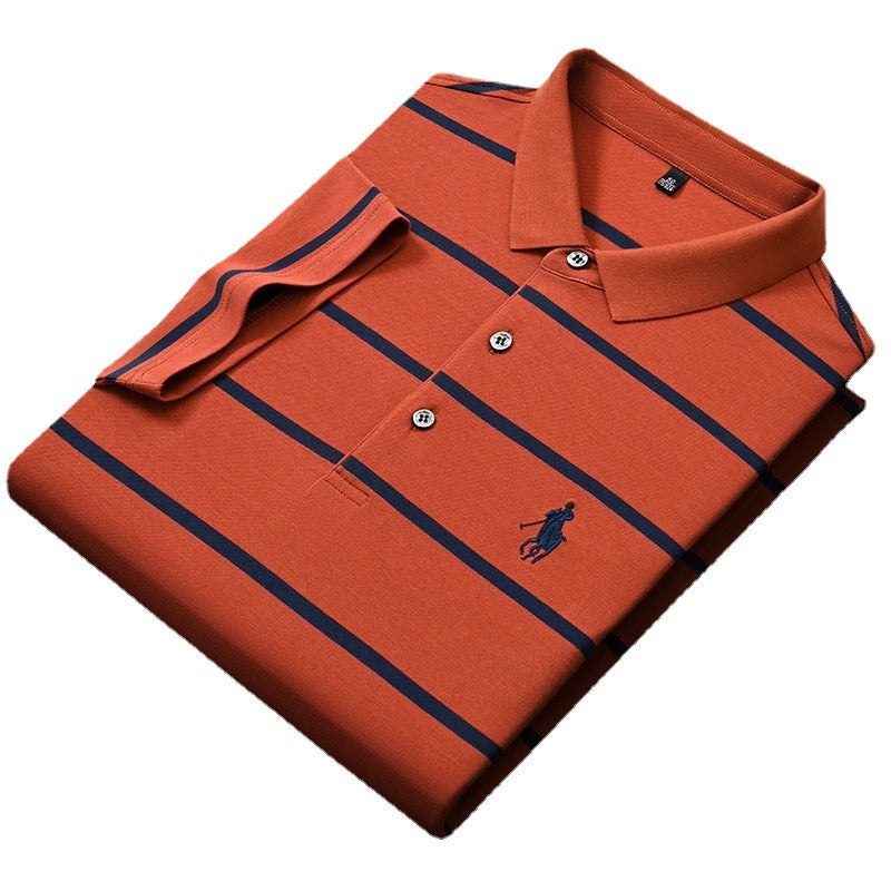 2024 Breathable Lapel Embroidered Striped POLO Shirt