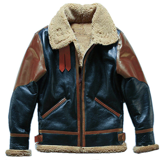 Men's contrasting leather jacket