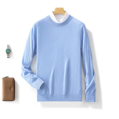 Winter New Men's Pure Wool Warm Simple Round Neck Casual Versatile High-end Knitted Sweater