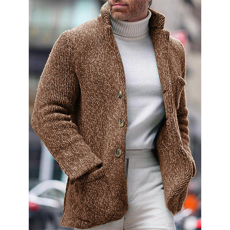 Men's Knitted Stand Collar Casual Jacket