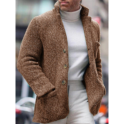 Men's Knitted Stand Collar Casual Jacket