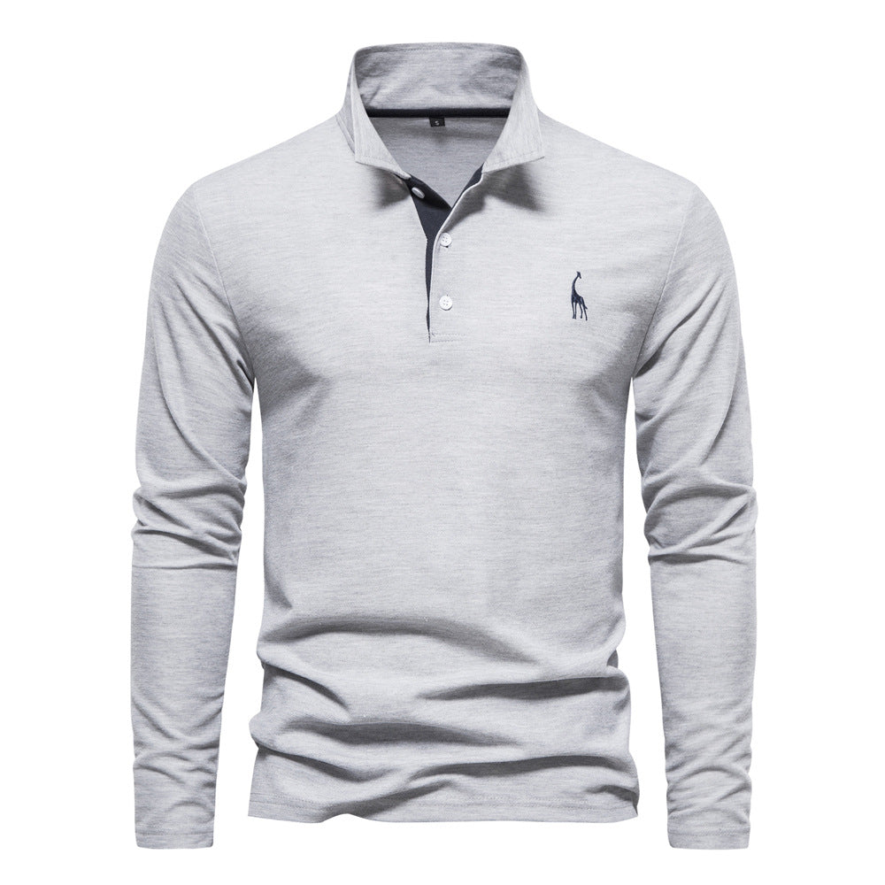 Spring New Lapel Men's Cotton Embroidered POLO Shirt
