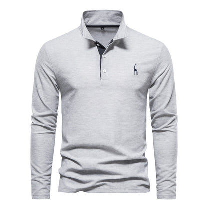 Spring New Lapel Men's Cotton Embroidered POLO Shirt
