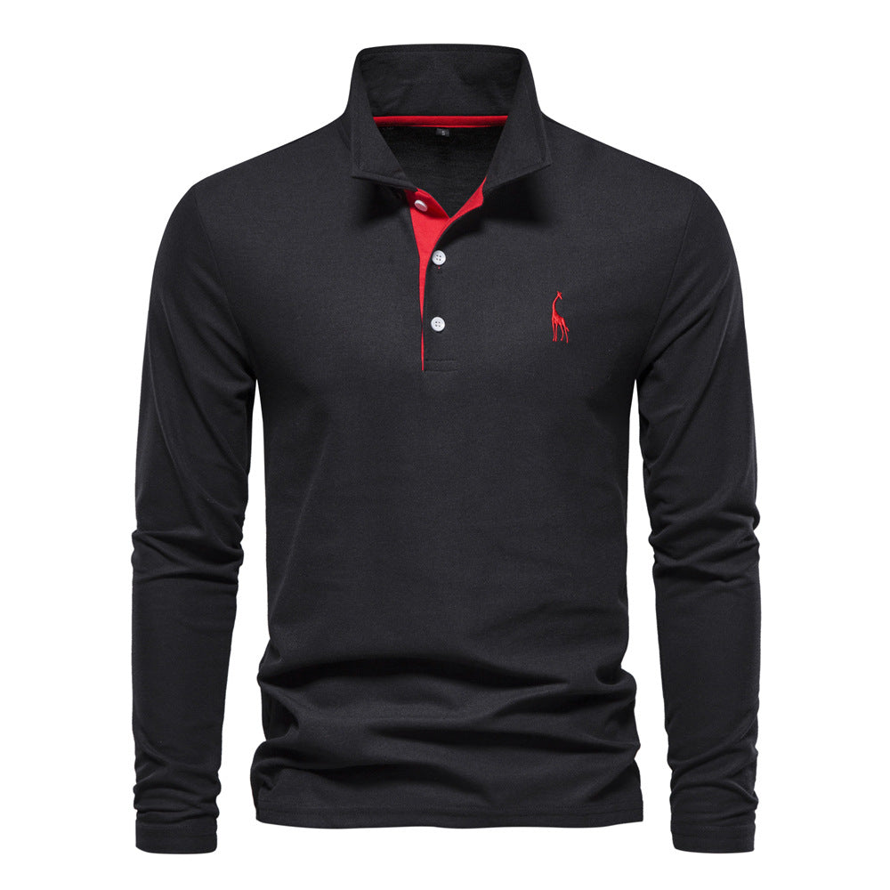 Spring New Lapel Men's Cotton Embroidered POLO Shirt