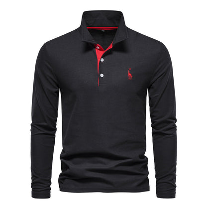Spring New Lapel Men's Cotton Embroidered POLO Shirt