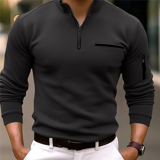 Men's Athletic Arm Zip POLO Shirt