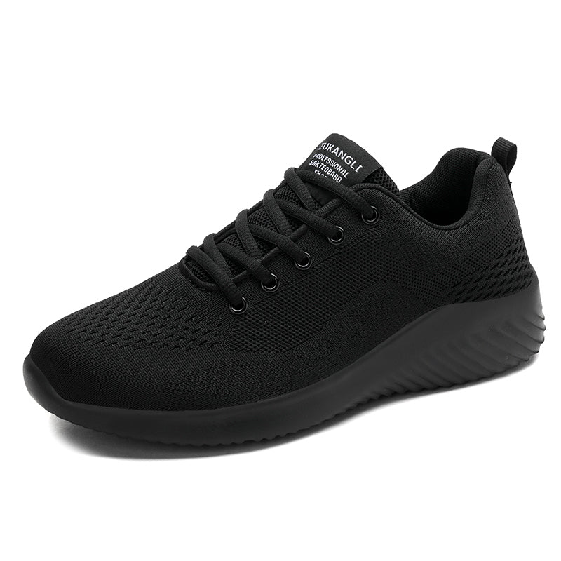 Men's Large Size Leather Waterproof Casual Running Black Sports Shoes