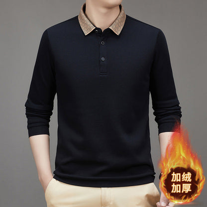 Men's Velvet Thickened Business Lapel POLO Shirt