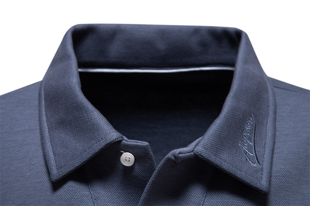 Men's Casual Solid Color Lapel Versatile Polo Shirt