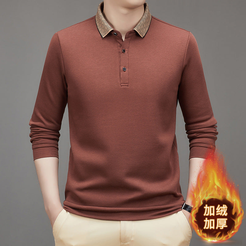 Men's Velvet Thickened Business Lapel POLO Shirt