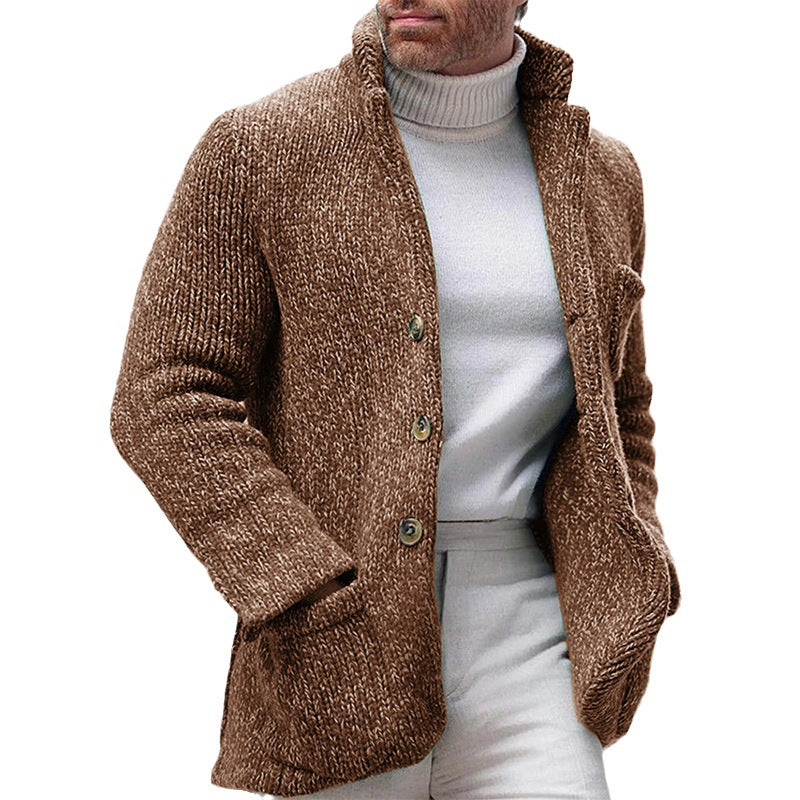 Men's Knitted Stand Collar Casual Jacket