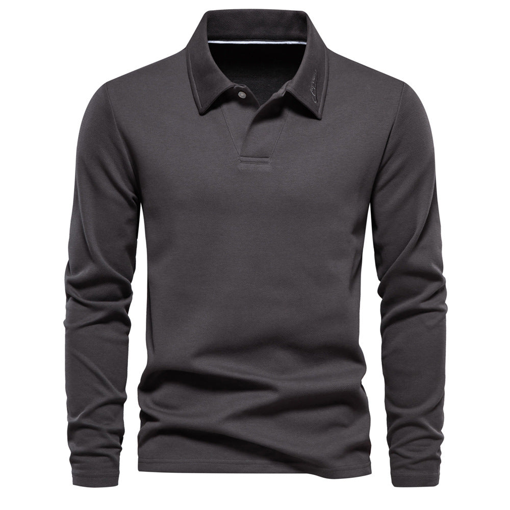 Men's Casual Solid Color Lapel Versatile Polo Shirt