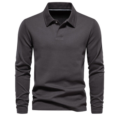 Men's Casual Solid Color Lapel Versatile Polo Shirt