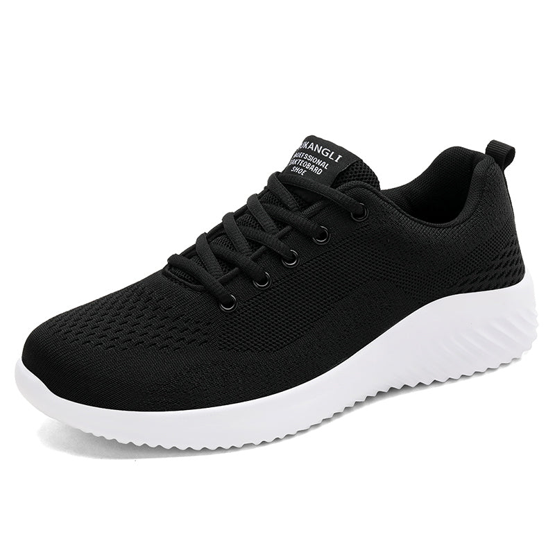 Men's Large Size Leather Waterproof Casual Running Black Sports Shoes
