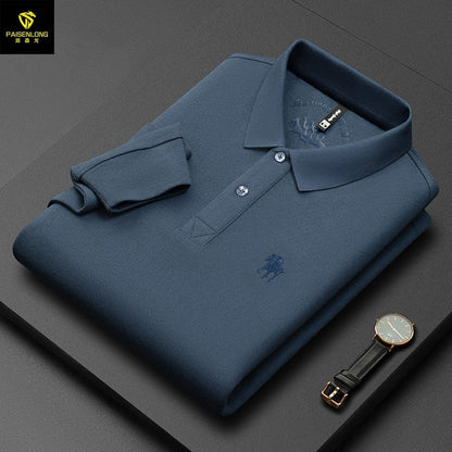 Men's Lapel Embroidered Long Sleeve POLO Shirt