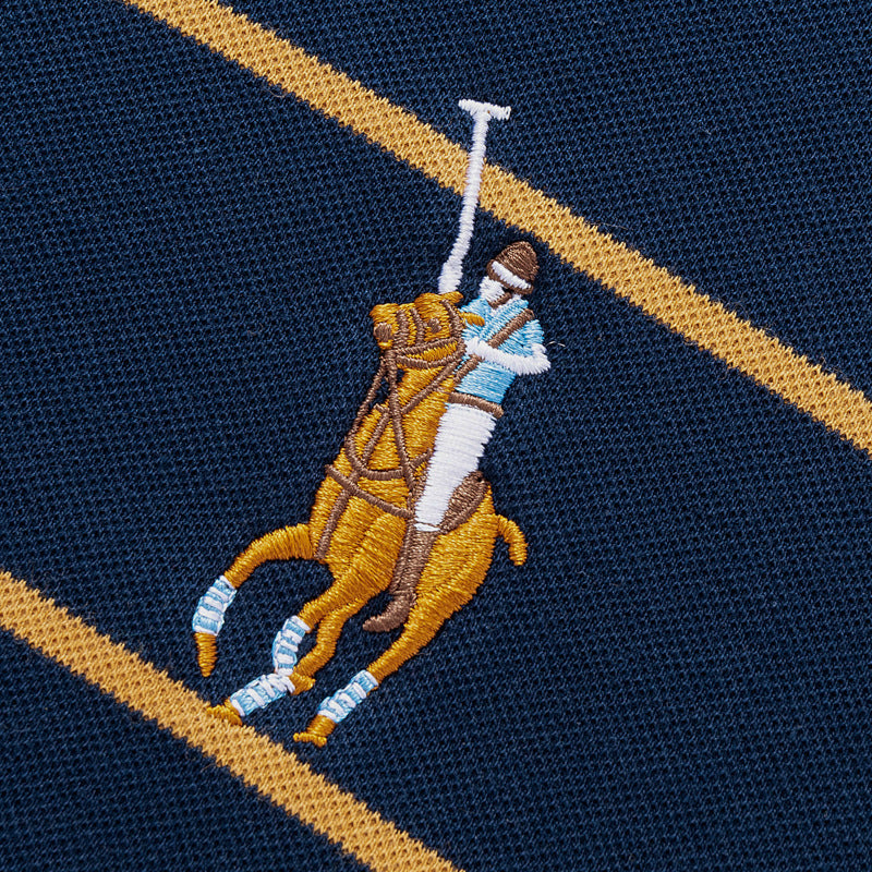 Men's Business Casual Striped Long Sleeve Polo Shirt