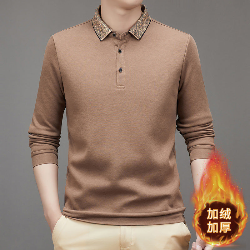 Men's Velvet Thickened Business Lapel POLO Shirt