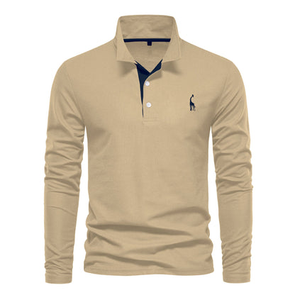 Spring New Lapel Men's Cotton Embroidered POLO Shirt