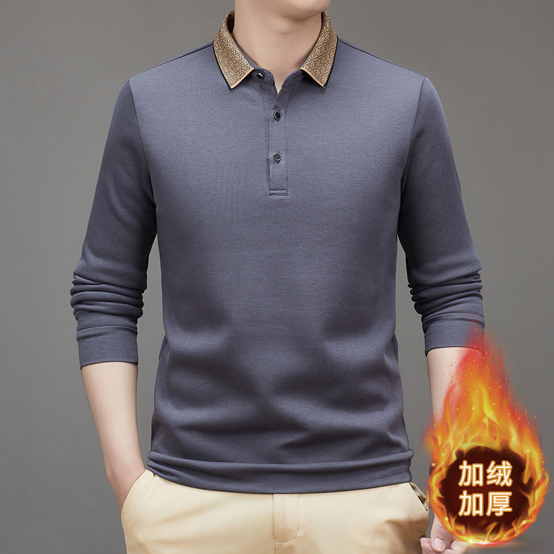 Men's Velvet Thickened Business Lapel POLO Shirt