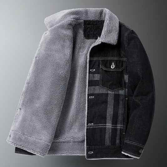 Men's Denim Cotton Sherpa Jacket