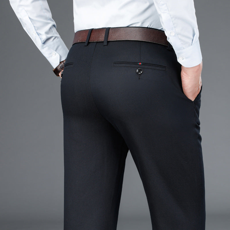 Men's Anti-wrinkle Soft Business Casual Stretch Straight Trousers