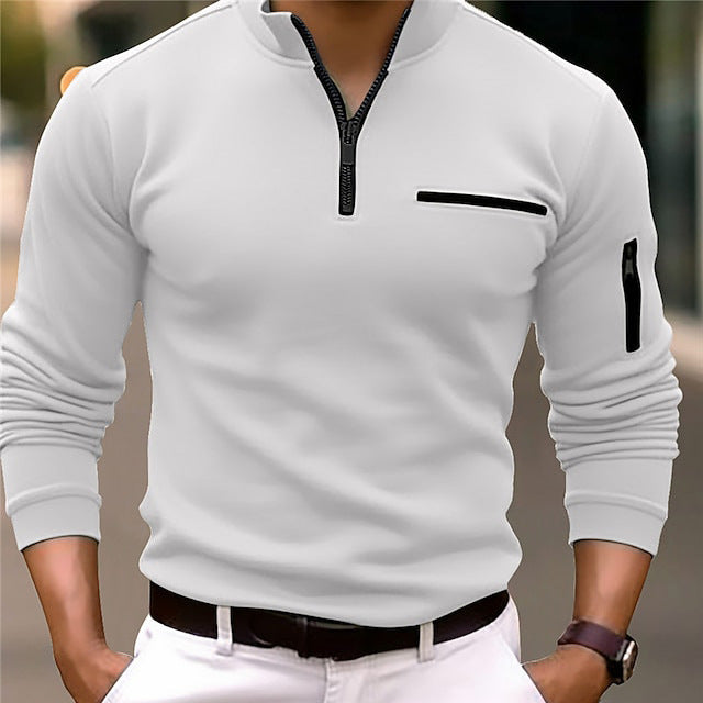 Men's Athletic Arm Zip POLO Shirt