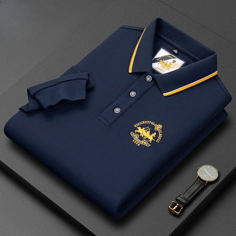 Men's Lapel Business Casual Embroidered Polo Shirt
