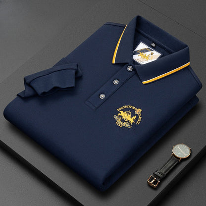 Men's Lapel Business Casual Embroidered Polo Shirt