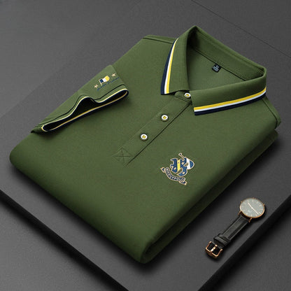 Men's 2024 New Ice Silk Casual Short-sleeved POLO Shirt