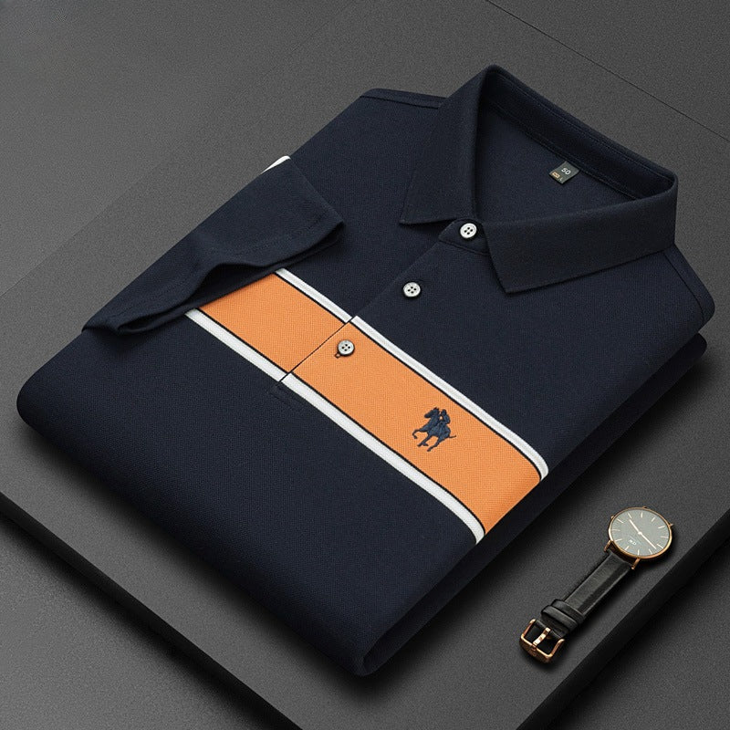 Men's Striped Cotton Embroidered POLO Shirt