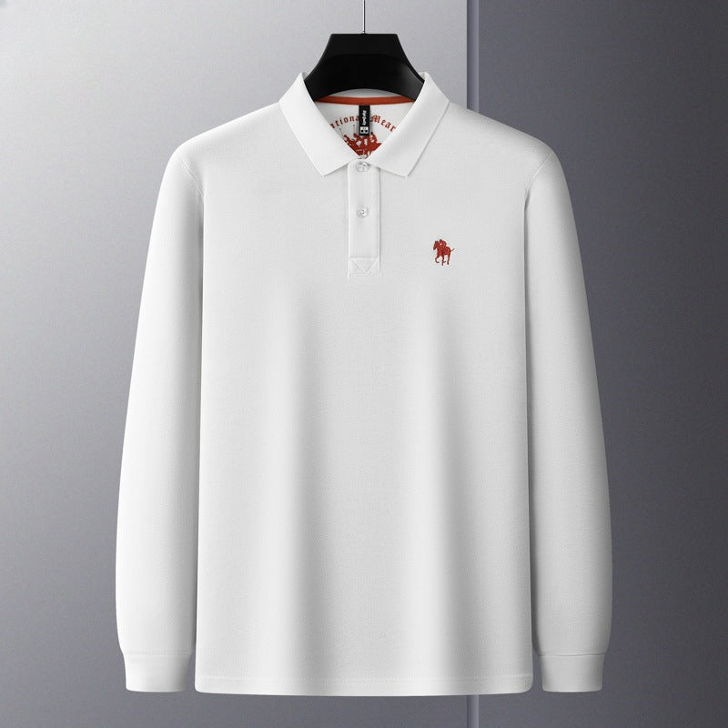 Men's Lapel Embroidered Long Sleeve POLO Shirt
