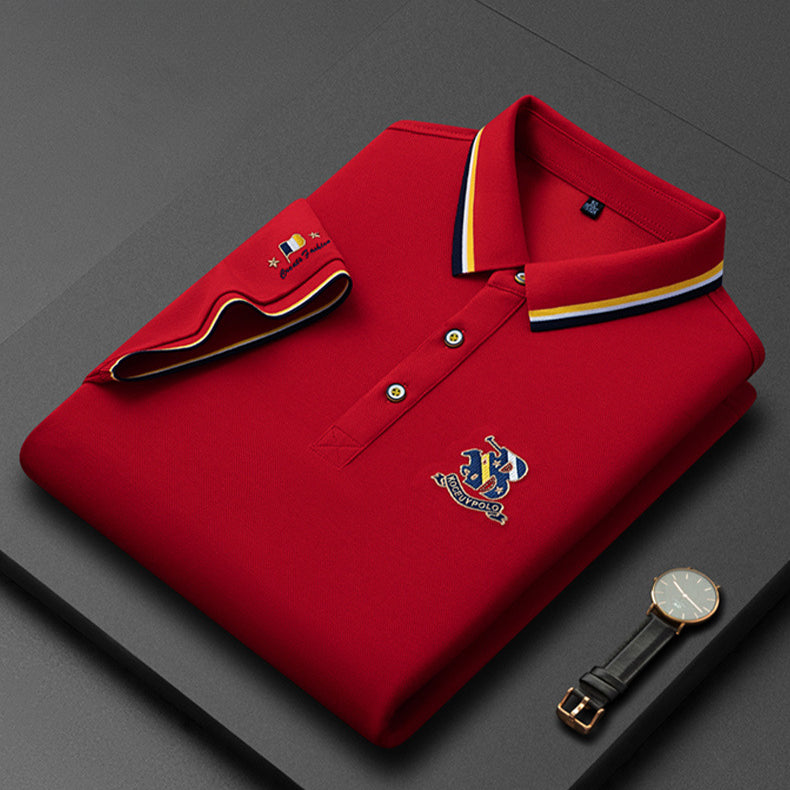 Men's 2024 New Ice Silk Casual Short-sleeved POLO Shirt