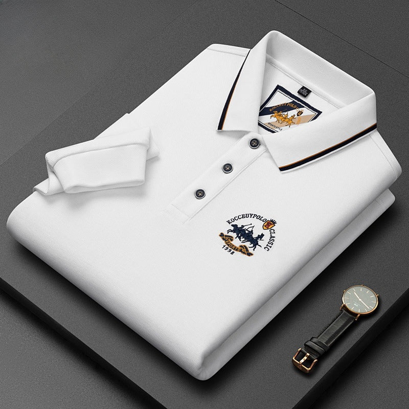 Men's Lapel Business Casual Embroidered Polo Shirt
