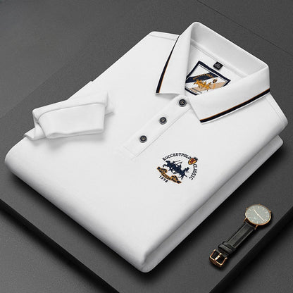 Men's Lapel Business Casual Embroidered Polo Shirt